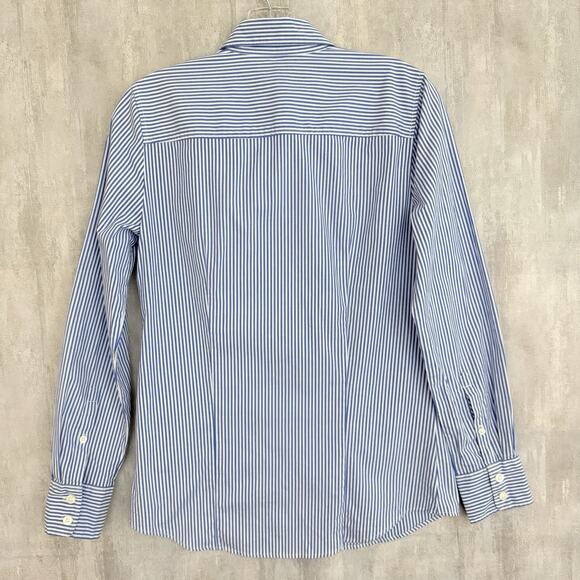 J. Crew Shirt Women’s XS Button-up Poplin Signature Fit Blue Stripes Minimalist - Picture 5 of 12